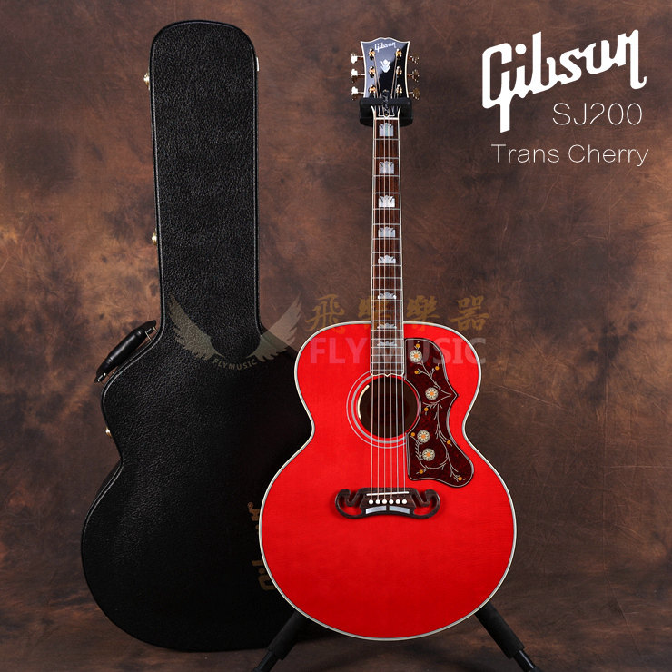 吉普森gibson sj200 trans cherry全单电箱吉他 限量50